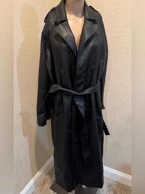 New! WAYF x Chérie Madeleine Designer Faux Leather Trench Coat — Size Large